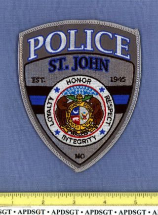 St John Missouri Sheriff Police Patch Thin Blue Line State Seal Fe