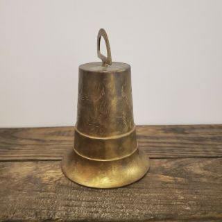 Vintage Brass Bells Of Sarna India T120 Bell With Handle 2