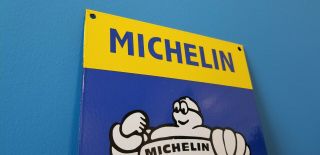 VINTAGE MICHELIN TIRES PORCELAIN GAS BIBENDUM SERVICE AUTO CHEVROLET FORD SIGN 2