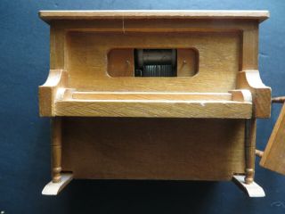 Wooden Player Piano Music Box With Bench Plays " The Entertainer " (2)