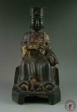 Very Large Old Chinese Gilt Bronze Made God Of Fu (blessing) Statue Ming Dynasty