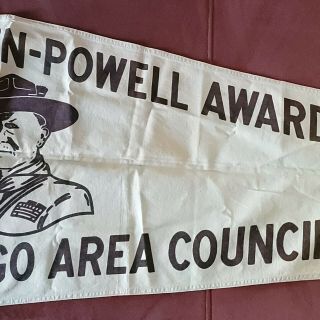 Vintage Boy Scout Baden Powell Award Chicago Area Council Pennant Green 3