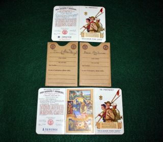 Vintage Boy Scout - 1945 & 1946 Membership Cards - Change From Three To Two Parts
