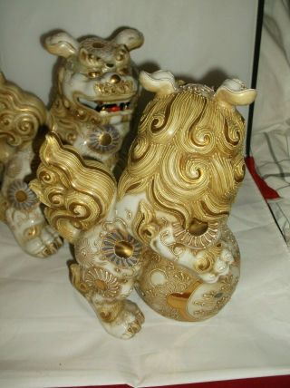 Pair Vintage Large TOYO Chinese Asian Ceramic Foo Dogs Fu Lions 10 