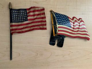 Vintage 1940 United States Metal Flag 48 Stars,  Bonus Cloth Flag