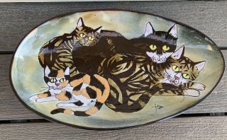 Vtg Chelsea Pottery Cat Bowl Dish Made In England Joyce Morgan