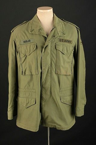 Us Army Vietnam War M - 65 Field Jacket W 56th Artillery Patches Med Long 70s Vtg