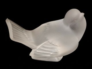 Vintage Cristal Lalique France Frosted Art Glass Sparrow Bird Figurine