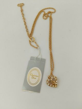Christian Dior Vtg Petite Heart Necklace Delicate & Feminine Gold