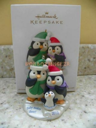 Hallmark 2012 Baby Makes Three Penguin Christmas Ornament
