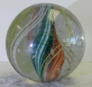 12428m Huge 1.  91 Inches Vintage German Handmade Divided Ribbon Swirl Marble