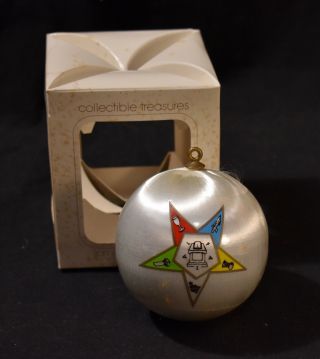 Vtg Christmas Ornament Freemason Mason Star - Silk Thread Ball - Campus Masonic
