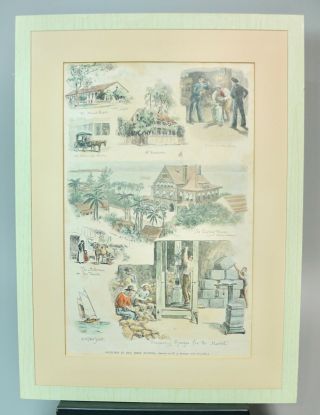 Vintage Color Litho WA Rogers Sketches in Key West Florida 10 