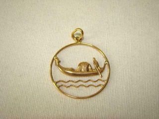 Vintage 18k Gold Souvenir Charm Pendant,  Gondola Open Ring,  Venice Italy