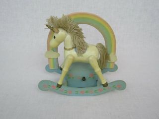 Vintage Enesco Wooden 1984 Musical Rocking Horse With Winder Plays Music