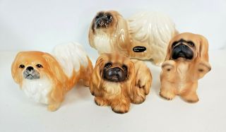 4 Vintage Pekingese Dog Statue Figurines Royal,  Coppercraft,  Sylvac Ceramic Dogs