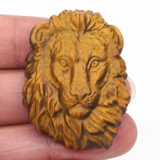 1.  7 " Lion Head Statue Natural Yellow Tiger Eye Crystal Carved Pendant Jewelry 7