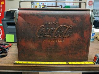 Vintage Coca - Cola Coke Cooler,  Arkansas City Kansas,  Metal - Bottles