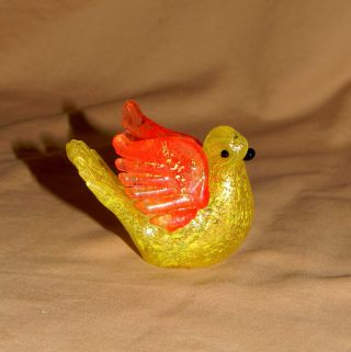 Unique Vintage Mid - Century Barovier & Toso Yellow & Orange Art Glass Dove Bird