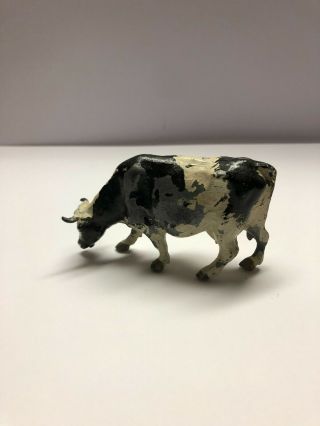 Vintage Tin Cow With Gray And White Patches 1950 