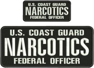 U.  S.  Coast Guard Narcots Federal Officer Embroidery Patch 4x10&2x5 Hook On Back