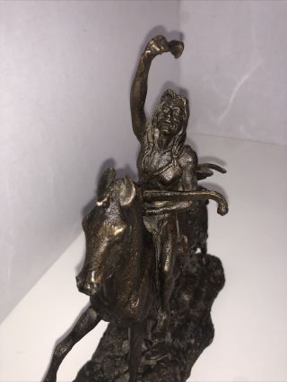 Vintage The Scalp Bronze Sculpture Statue by Frederic Remington Raven symbol 2