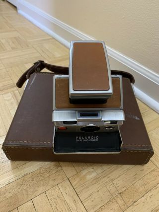 Vintage Polaroid Sx - 70 Land Camera Flash Bar Leather With Case