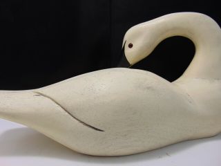 Vtg Hand Carved Wooden Wildlife Painted Canadian Goose Decoy White Hand Painted