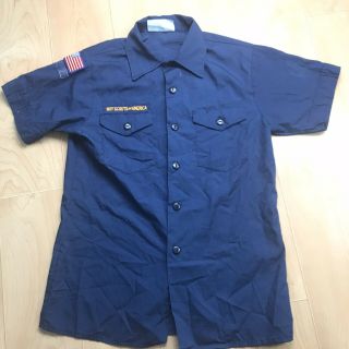 Bsa Boy Scouts Uniform Short Sleeve Shirt Blue Youth Large Patches Cub Scouts