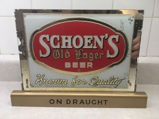 Vintage Schoen’s Old Lager Reverse On Glass Cash Register Sign Wausau Wisconsin