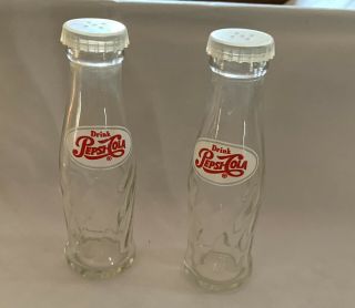Vintage Figural Salt & Pepper Shakers - Glass Pepsi Cola Bottles