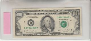 1990 (d) $100 One Hundred Dollar Bill Federal Reserve Note Cleveland Vintage Old