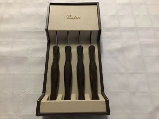 Set Of 4 Vintage Cutco 1759 Swirl Handle Table Steak Knives Rare Wall Holder
