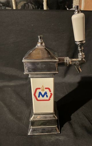 Vintage Molson Tap Handle Beer Insulated Logo M Chrome Metal Bar