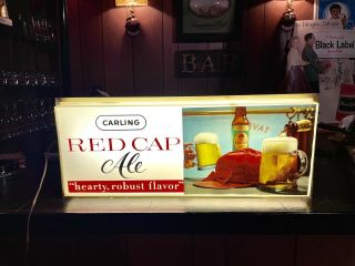Rare Vintage Carling Red Cap Beer Light Sign Hanging Cool