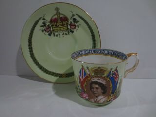 Vintage Aynsley Bone China Queen Elizabeth Ii Coronation Cup & Saucer