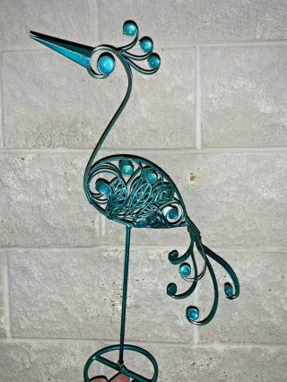 Vintage Aqua Turquoise Marble Eye Peacock Bird Of Paradise Statue 20/13 ❤️sj8m