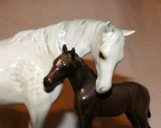 Vintage Beswick Horse Figurine 1811 Mare Gloss Dapple Grey,  Dark Brown Foal Tlc