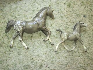 Breyer Glossy Wild Dapple Grey Running Mare And Foal Set Sugar And Spice Vintage