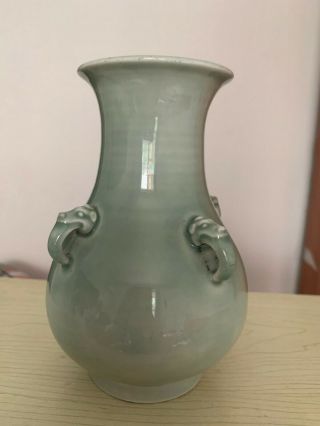 Antique Chinese Famille Rose Green Glazed Porcelain Vase Age Unknown 3
