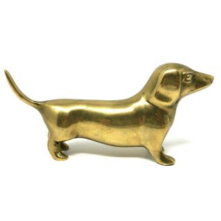 Vintage Brass Dachshund Weiner Dog Figurine Paperweight 5.  5 " Long