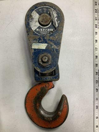 Vintage Mckissick 14” Snatch Pully With Hook Ij - 296 Ni - 24 Usedtoolshopcom