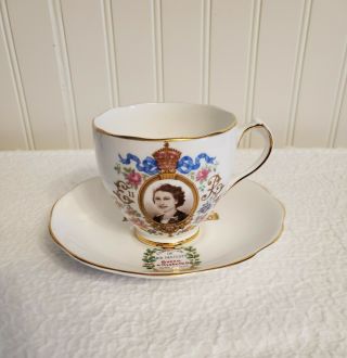 Roslyn China Tea Cup/ Saucer Queen Elizabeth Ii Coronation June 2 1953 England