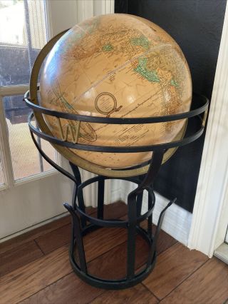 Vintage 18” Cram’s Imperial World Globe With 24” Iron Stand
