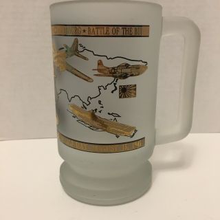 World War Ii Frosted Beer/glass Mug With Metallic Gold And Black Graphics Vgc