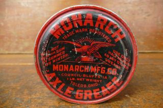 Vintage Scarce Monarch Mfg Co Axle Grease 1lb Can Council Bluffs Ia Toledo Oh