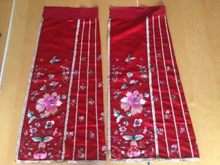 Antique Chinese Hand Embroidery Skirt Panel