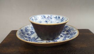 A Very Fine Chinese 18c Shipwreck Blue&white " Batavia " Tea Cup/saucer - Kangxi