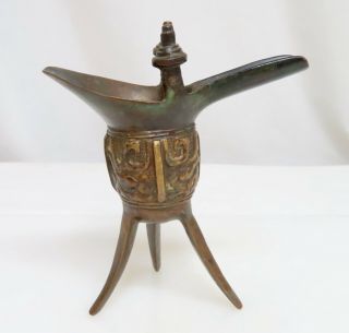 Antique Chinese Bronze Jue Wine Vessel - 80686