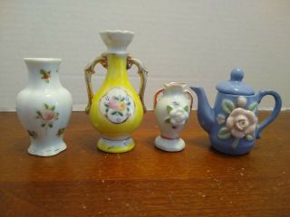 4 Miniature Vases,  Made In Occupied Japan
